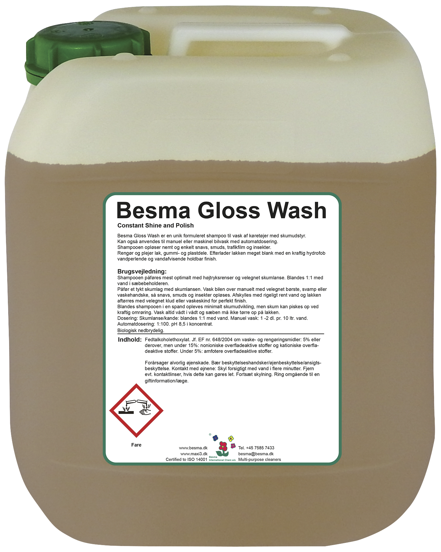 Besma Gloss Wash let alkalisk autoshampoo 5 ltr