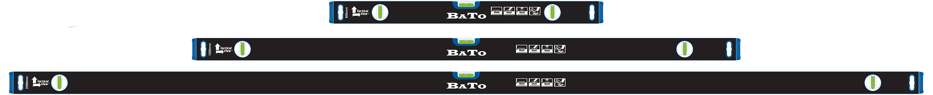 Bato vaterpas Proff 600-1200-2000mm, sæt 3stk