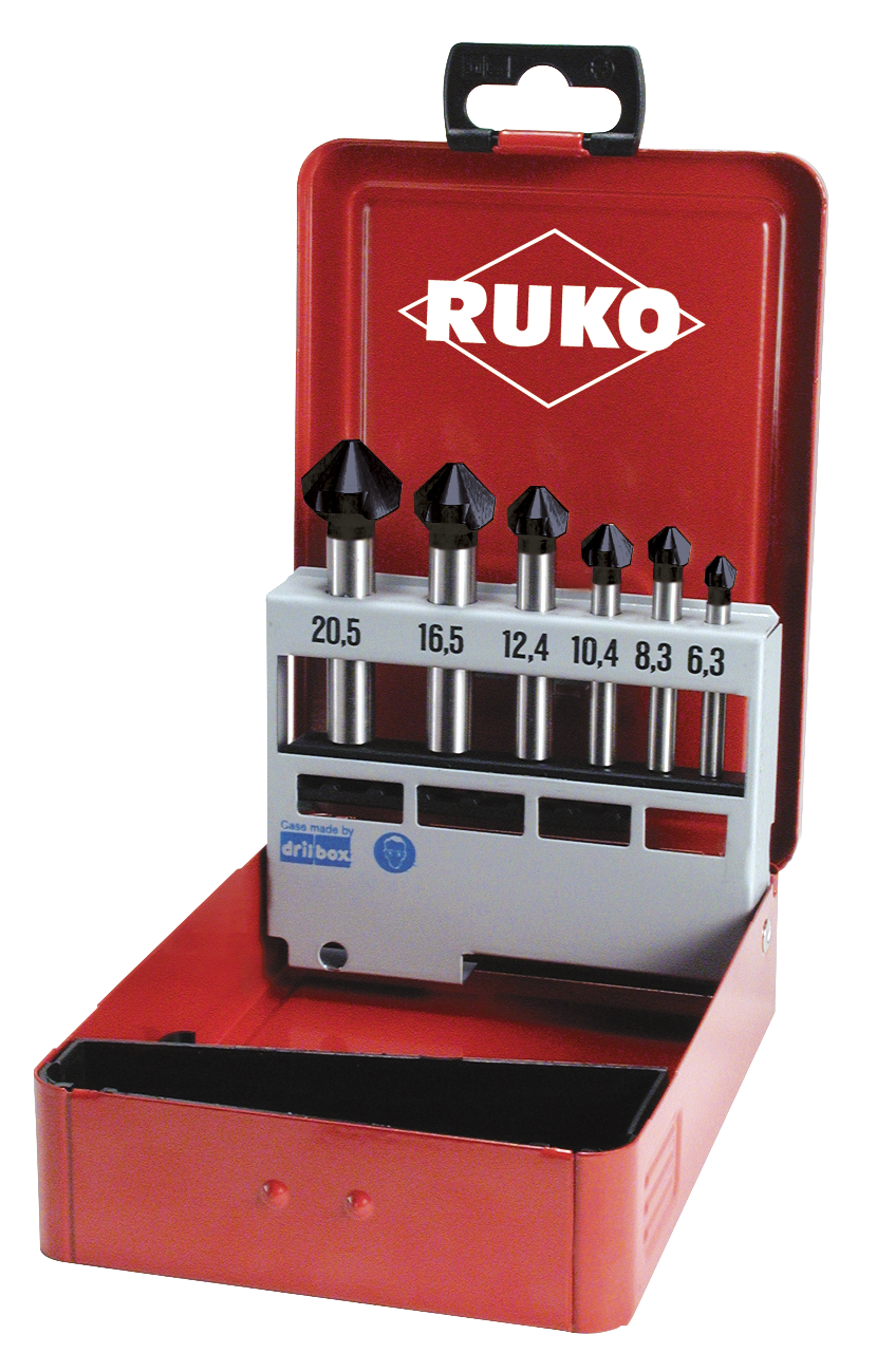 Forsænkersæt TiAIN stål 6,3-20,5 mm