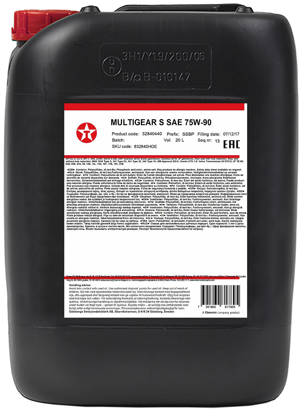 Delo gearolie Syn-TDL SAE 75W-90 20 ltr