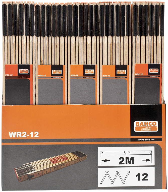 Tommestok træ 2 mtr 12 led WR2-12