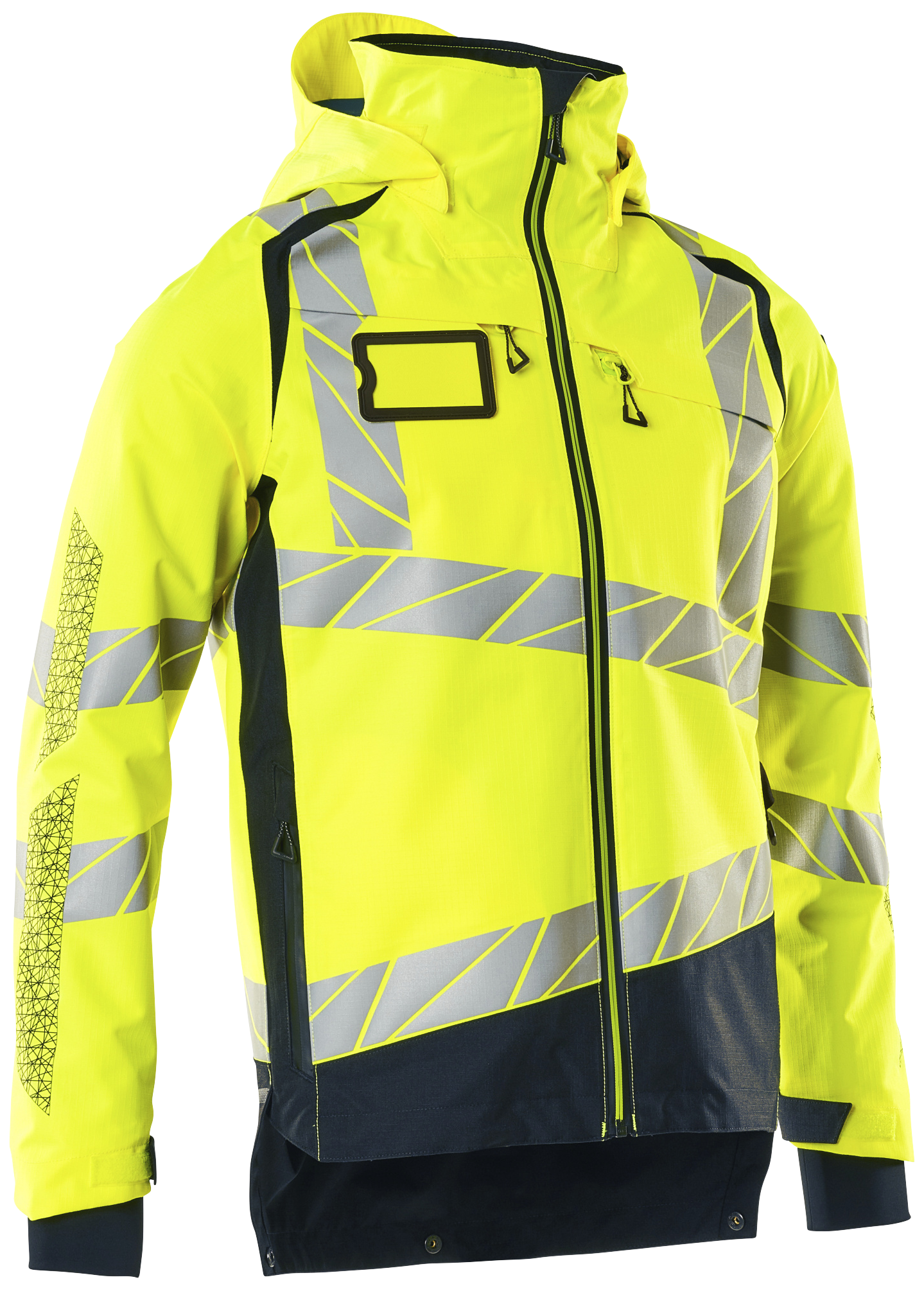 Skaljakke vandtæt hi-vis gul/mørk marine L