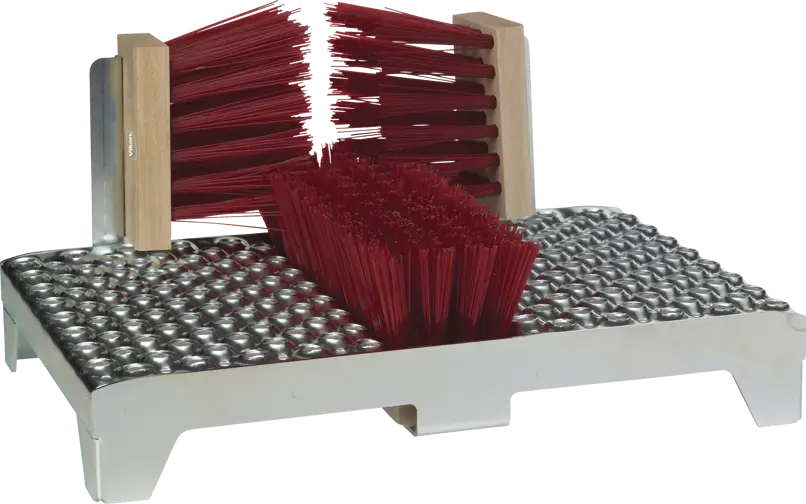 Støvlerenser, 460mm, galv. m/stive røde PVC-koste