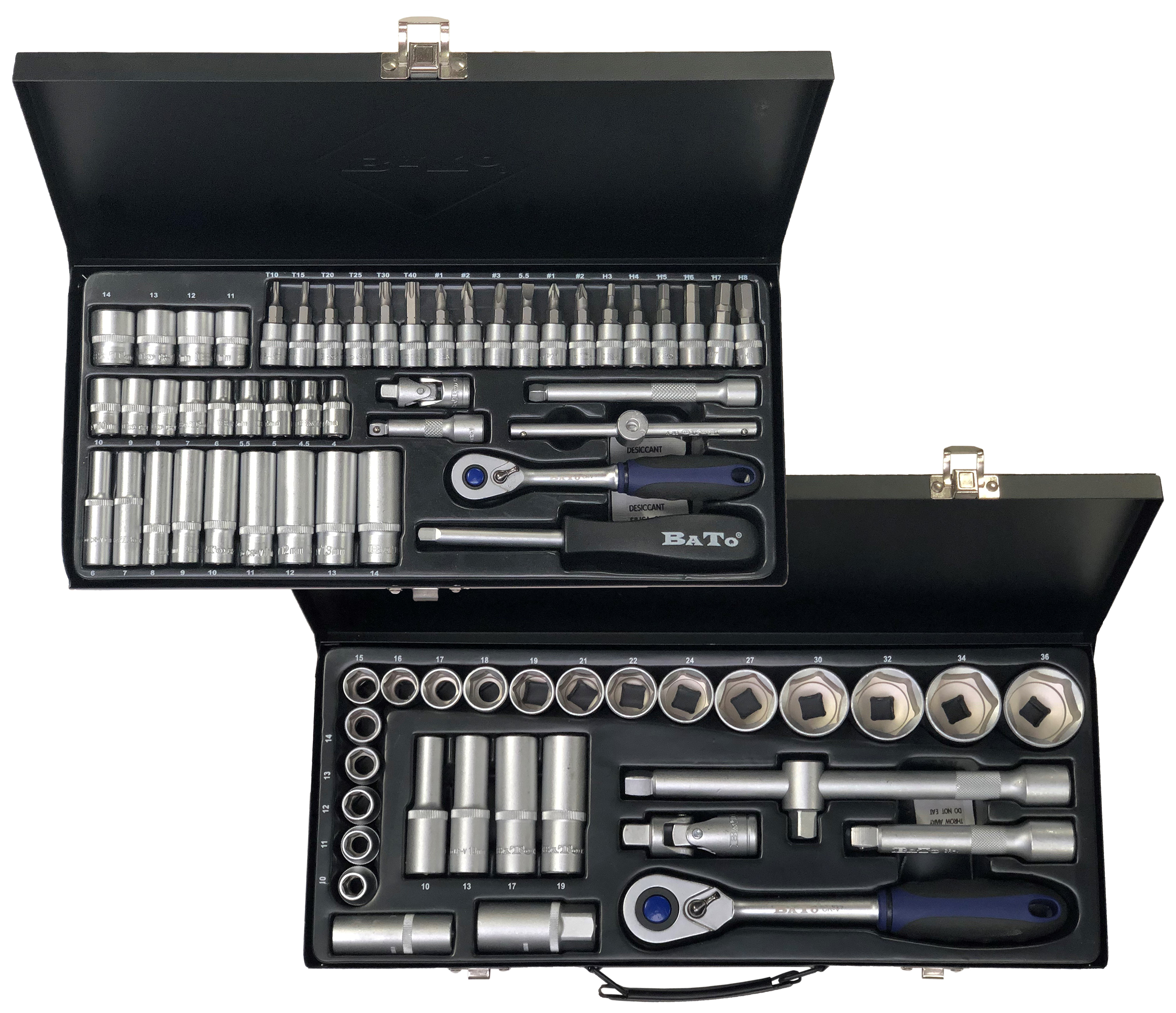 Sampak: 2 topnøglesæt 1/2" 10-36mm + 1/4" 4-14mm