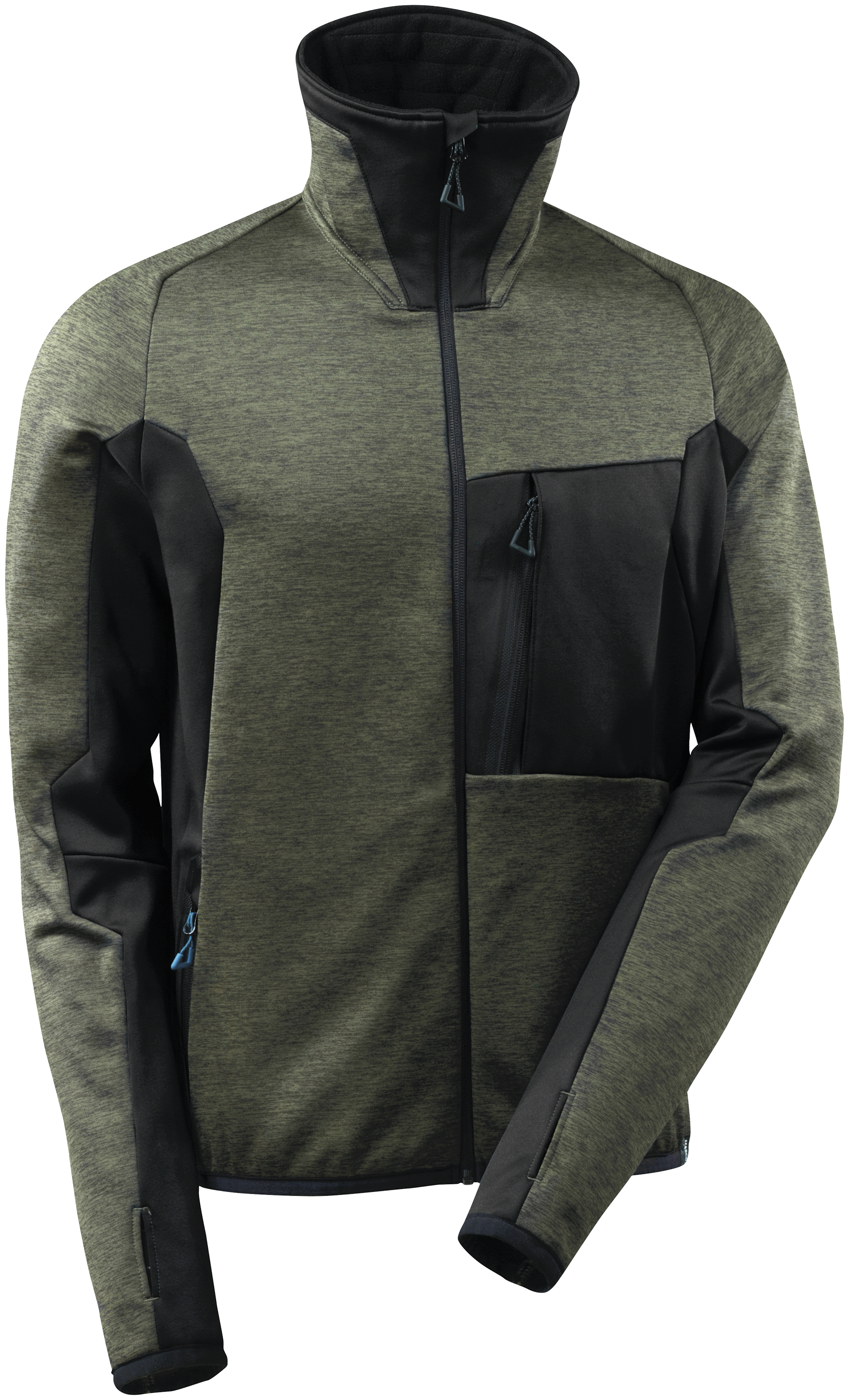 Microfleecejakke mosgrøn/sort XL