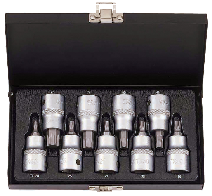 Stifttopsæt 1/2" 4kt, TX 20-60, 9 dele